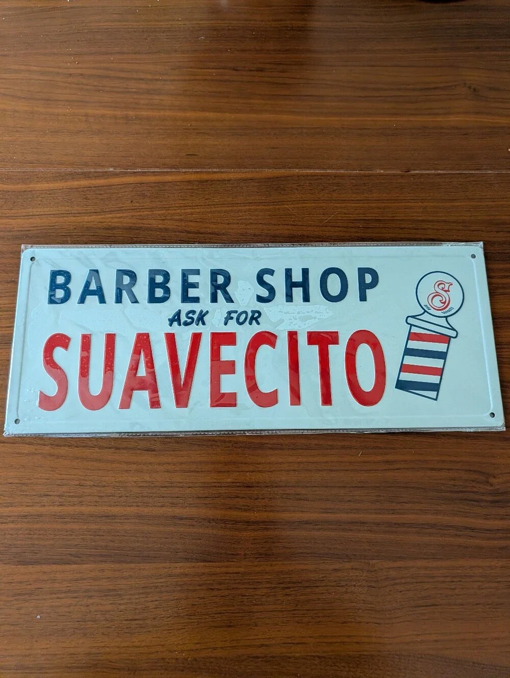 Barbershop Ask For Suavecito Metal Embossed Barber Sign 7